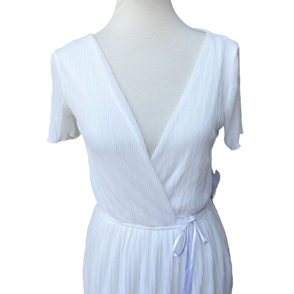Leith Women's Ivory Pleat Surplice Wrap Dress Size XS - Picture 11 of 16